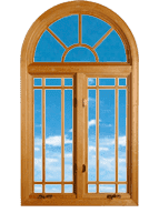 Двухстворчатое окно с аркой