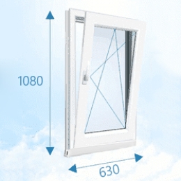 Одностворчатое пластиковое окно 630x1080мм правое