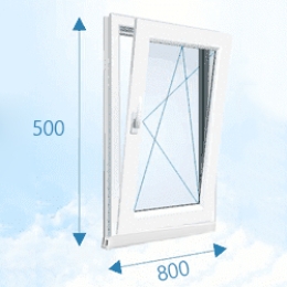 Одностворчатое пластиковое окно 800x500мм правое