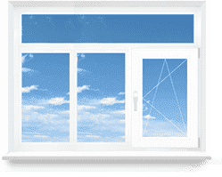 Трехстворчатое окно с фрамугой